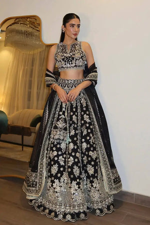 Black Zari Sequin Lehenga Set