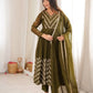 Chevron Sequin Crinkle Silk Anarkali