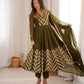 Chevron Sequin Crinkle Silk Anarkali