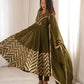 Chevron Sequin Crinkle Silk Anarkali