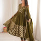 Chevron Sequin Crinkle Silk Anarkali