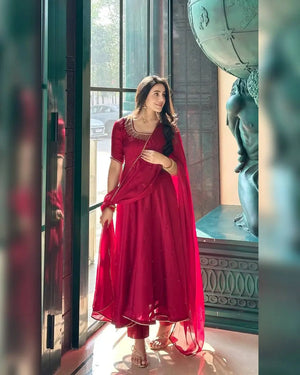 Designer Fendy Silk Embroidered Gown Set