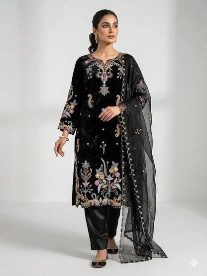 Black Pastel Floral Suit