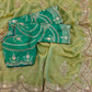 Sage Sequin Embroidered Chiffon Saree