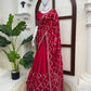 Red Zari Jaal Saree