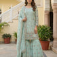 Embroidered Faux Georgette Kurti Sharara Set