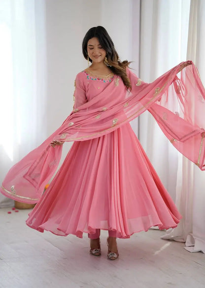 Coral Paisley Sequin Anarkali