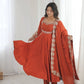 Rust Sequin Flared Gown