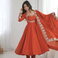 Rust Sequin Flared Gown