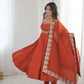 Rust Sequin Flared Gown