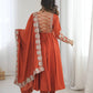 Rust Sequin Flared Gown