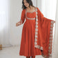 Rust Sequin Flared Gown