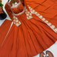 Rust Sequin Flared Gown