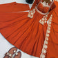 Rust Sequin Flared Gown