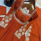Rust Sequin Flared Gown