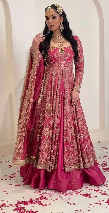 Magenta Mirror Jacket Lehenga