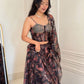 Black Paisley Organza Corset Lehenga
