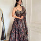 Black Paisley Organza Corset Lehenga