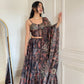 Black Paisley Organza Corset Lehenga