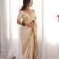 Ivory Handwork Silk Saree