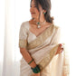 Ivory Handwork Silk Saree