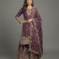 Embroidered Gmy Silk Kurta Palazzo Set with Dupatta