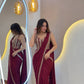 Foil Embroidered Drape Saree Set