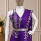 Foil Embroidered Drape Saree Set