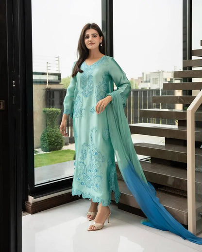 Sea Green Threadwork Suit