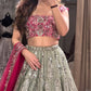 Sage Pink Mirror Work Lehenga