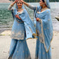 Powder Blue Beads Embroidered Suit