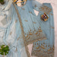 Powder Blue Beads Embroidered Suit