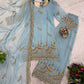 Powder Blue Beads Embroidered Suit