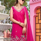 Embroidered Star Georgette Kurti Palazzo Set with Dupatta