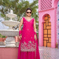 Embroidered Star Georgette Kurti Palazzo Set with Dupatta