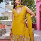 Embroidered Star Georgette Kurti Palazzo Set with Dupatta