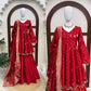 Crimson Zari Peplum Suit
