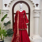 Crimson Zari Peplum Suit