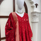 Crimson Zari Peplum Suit