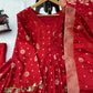 Crimson Zari Peplum Suit