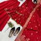 Crimson Zari Peplum Suit