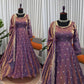 Mirror Work Fendy Silk Anarkali Gown Set with Dupatta