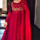 Embroidered Faux Georgette Anarkali Set with Dupatta