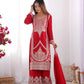 Pure Vichitra Silk Embroidered Suit Set with Dori Work Dupatta