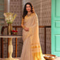 Beige Zari Tissue Linen Saree