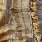 Beige Zari Tissue Linen Saree