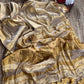 Beige Zari Tissue Linen Saree
