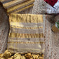 Beige Zari Tissue Linen Saree
