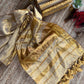 Beige Zari Tissue Linen Saree