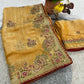 Royal Hans Swan Motif Fandy Satin Silk Saree with Zari Thread, Multi-Color Embroidery & Siroshki Diamond Work